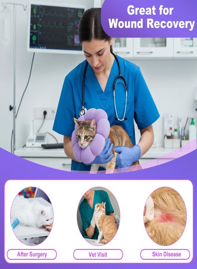Hpmjz Cat Cone Collar Comfy Flower Style Elizabeth Collar Soft Waterproof Cat Recovery Collars Stop Licking Scratching After Surgery Cute Adjustable Lightweight Kitten Collars for Cats Kittens Small Dogs - Image 5